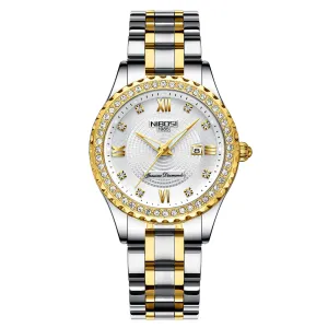 NIBOSI Women's Watches Analog Quartz Diamond Rose Gold Watch for Ladies Stylish Water-Resistant Stainless Steel Dress Watch Calendar