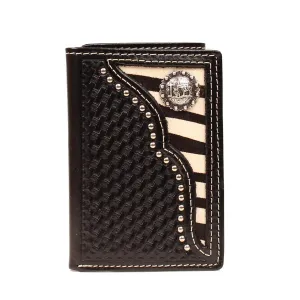 Nocona Western Wallet Mens Trifold Zebra Cowboy Prayer Black