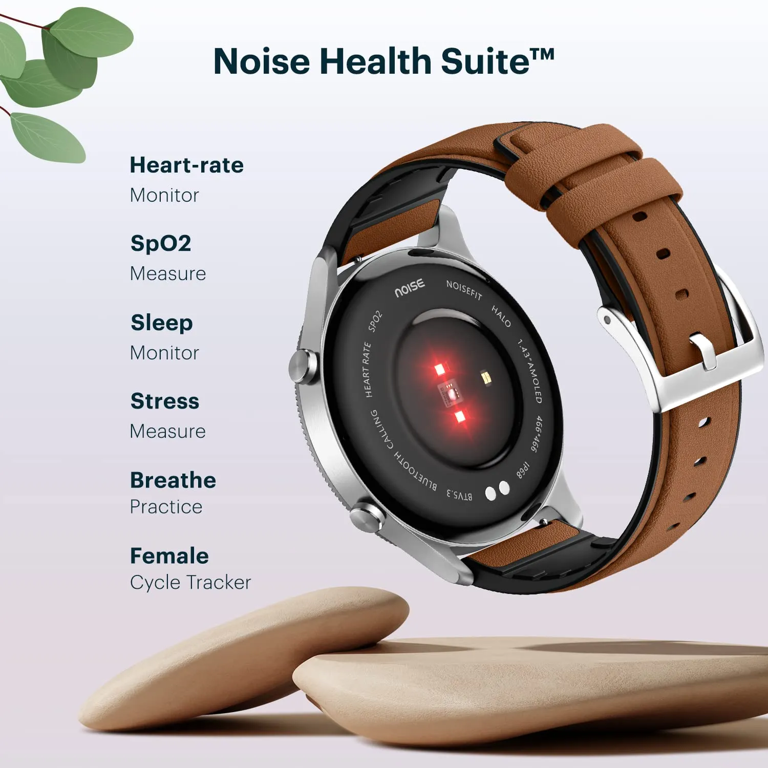 NoiseFit Halo 1.43" AMOLED Display, Bluetooth Calling Round Dial Smart Watch, Premium Metallic Build, Always on Display, Smart Gesture Control, 100 Sports Modes (Forest Green)