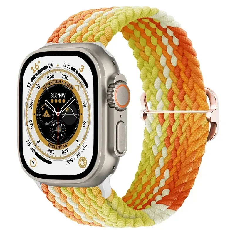 Nylon Strap for Apple Watch Ultra 2 Band 49mm 40mm 44mm 41mm S10 46mm Elastic Braided Loop Bracelet IWatch Series 9 8 7 6 SE 5 4