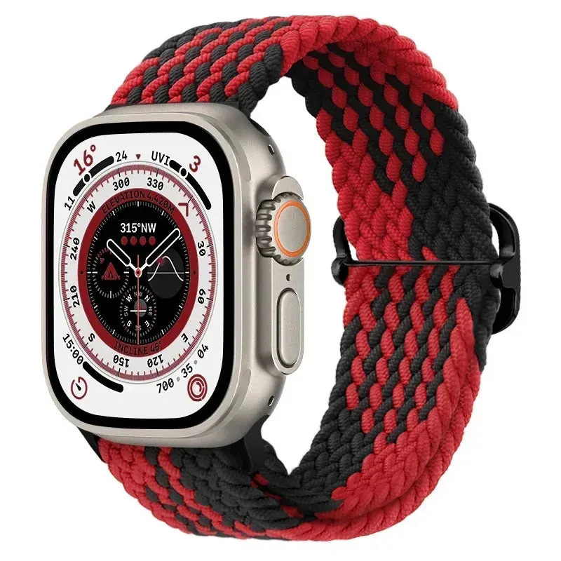 Nylon Strap for Apple Watch Ultra 2 Band 49mm 40mm 44mm 41mm S10 46mm Elastic Braided Loop Bracelet IWatch Series 9 8 7 6 SE 5 4