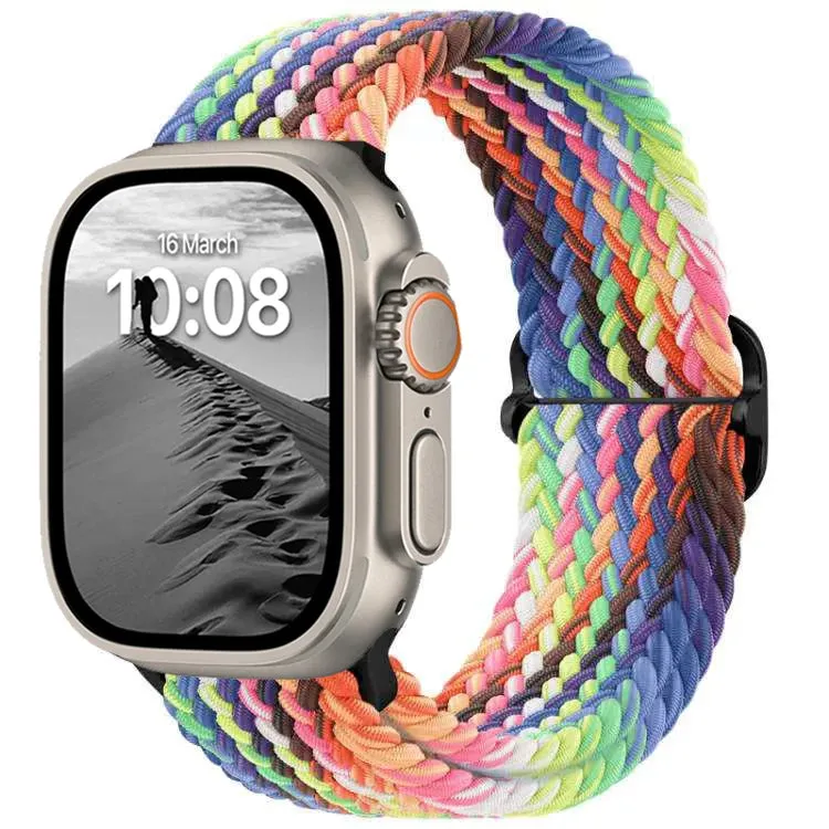 Nylon Strap for Apple Watch Ultra 2 Band 49mm 40mm 44mm 41mm S10 46mm Elastic Braided Loop Bracelet IWatch Series 9 8 7 6 SE 5 4