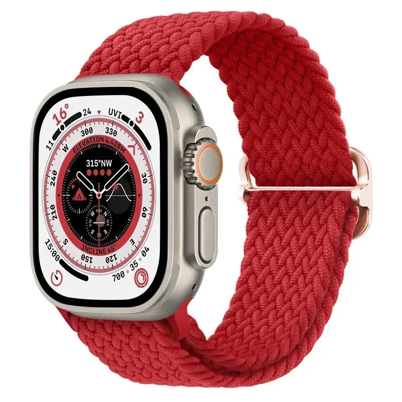 Nylon Strap for Apple Watch Ultra 2 Band 49mm 40mm 44mm 41mm S10 46mm Elastic Braided Loop Bracelet IWatch Series 9 8 7 6 SE 5 4