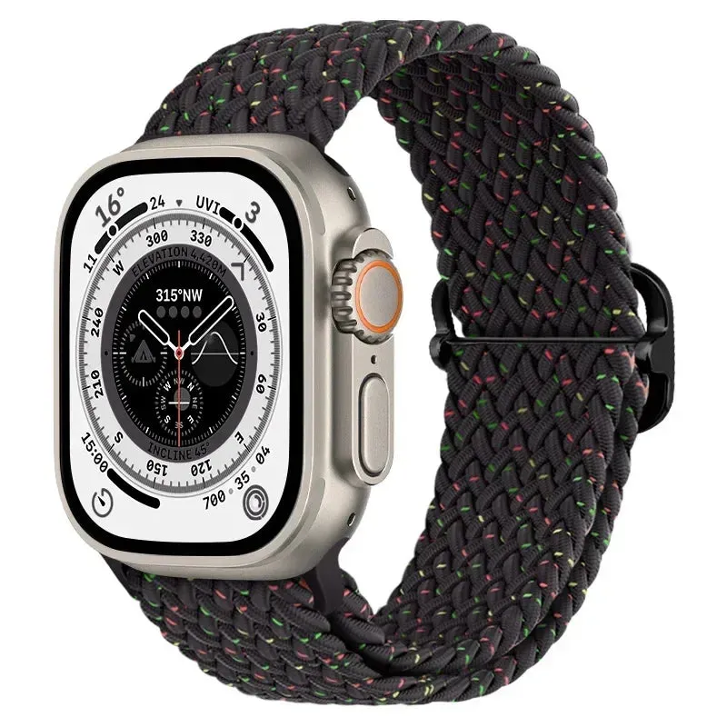 Nylon Strap for Apple Watch Ultra 2 Band 49mm 40mm 44mm 41mm S10 46mm Elastic Braided Loop Bracelet IWatch Series 9 8 7 6 SE 5 4