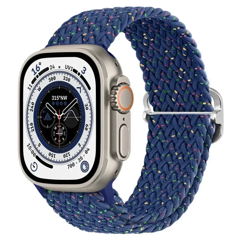 Nylon Strap for Apple Watch Ultra 2 Band 49mm 40mm 44mm 41mm S10 46mm Elastic Braided Loop Bracelet IWatch Series 9 8 7 6 SE 5 4