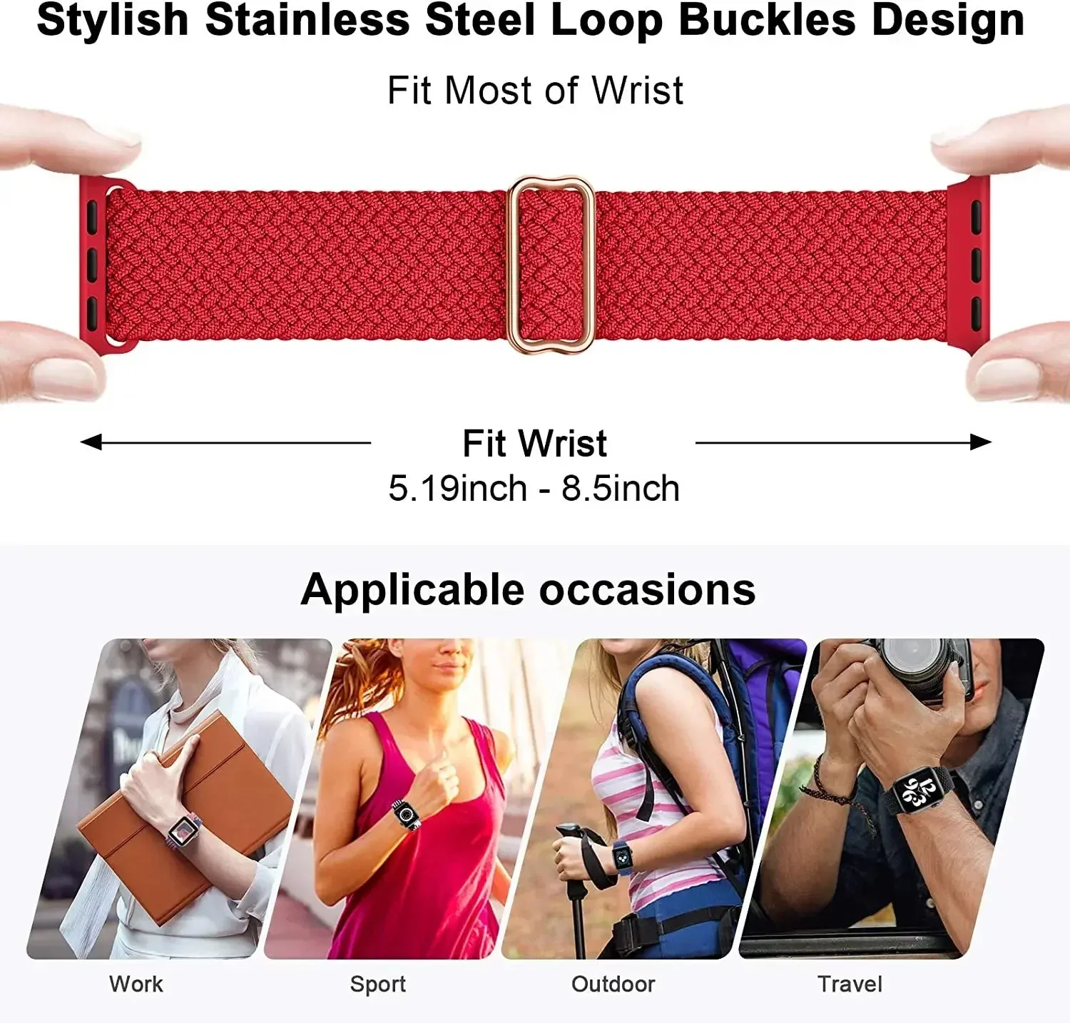 Nylon Strap for Apple Watch Ultra 2 Band 49mm 40mm 44mm 41mm S10 46mm Elastic Braided Loop Bracelet IWatch Series 9 8 7 6 SE 5 4