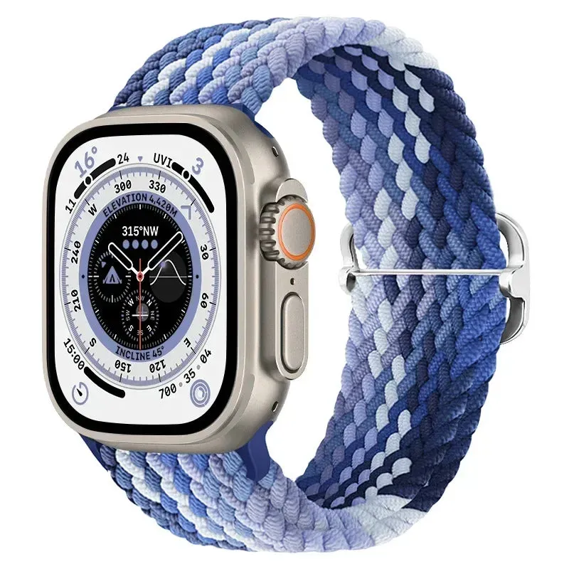Nylon Strap for Apple Watch Ultra 2 Band 49mm 40mm 44mm 41mm S10 46mm Elastic Braided Loop Bracelet IWatch Series 9 8 7 6 SE 5 4