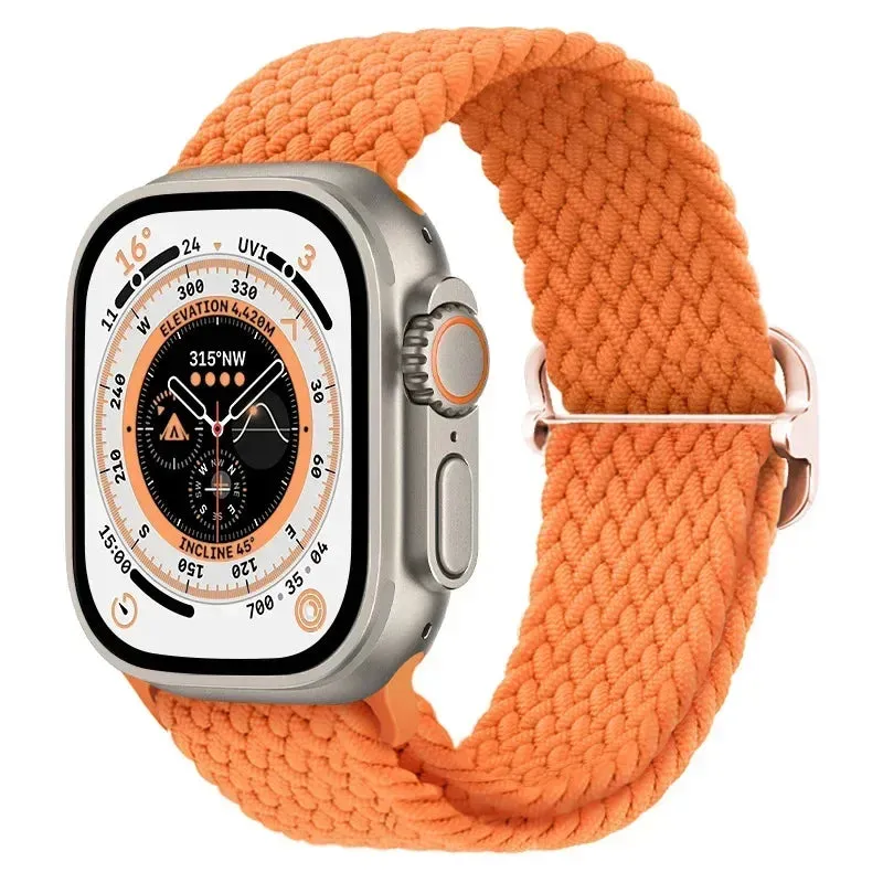 Nylon Strap for Apple Watch Ultra 2 Band 49mm 40mm 44mm 41mm S10 46mm Elastic Braided Loop Bracelet IWatch Series 9 8 7 6 SE 5 4