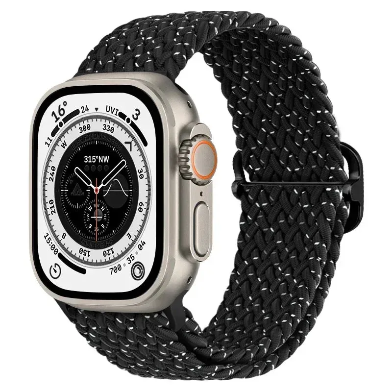Nylon Strap for Apple Watch Ultra 2 Band 49mm 40mm 44mm 41mm S10 46mm Elastic Braided Loop Bracelet IWatch Series 9 8 7 6 SE 5 4