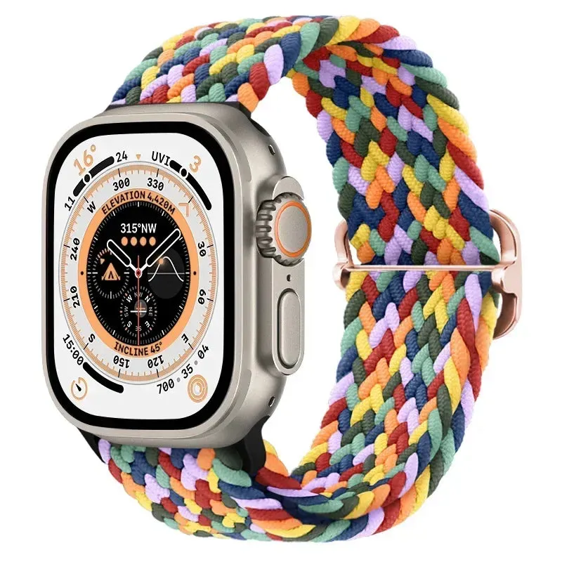 Nylon Strap for Apple Watch Ultra 2 Band 49mm 40mm 44mm 41mm S10 46mm Elastic Braided Loop Bracelet IWatch Series 9 8 7 6 SE 5 4