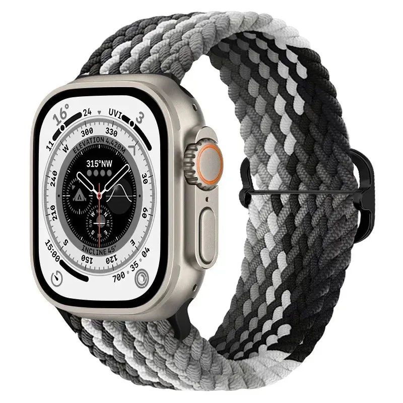 Nylon Strap for Apple Watch Ultra 2 Band 49mm 40mm 44mm 41mm S10 46mm Elastic Braided Loop Bracelet IWatch Series 9 8 7 6 SE 5 4