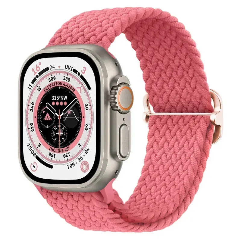 Nylon Strap for Apple Watch Ultra 2 Band 49mm 40mm 44mm 41mm S10 46mm Elastic Braided Loop Bracelet IWatch Series 9 8 7 6 SE 5 4