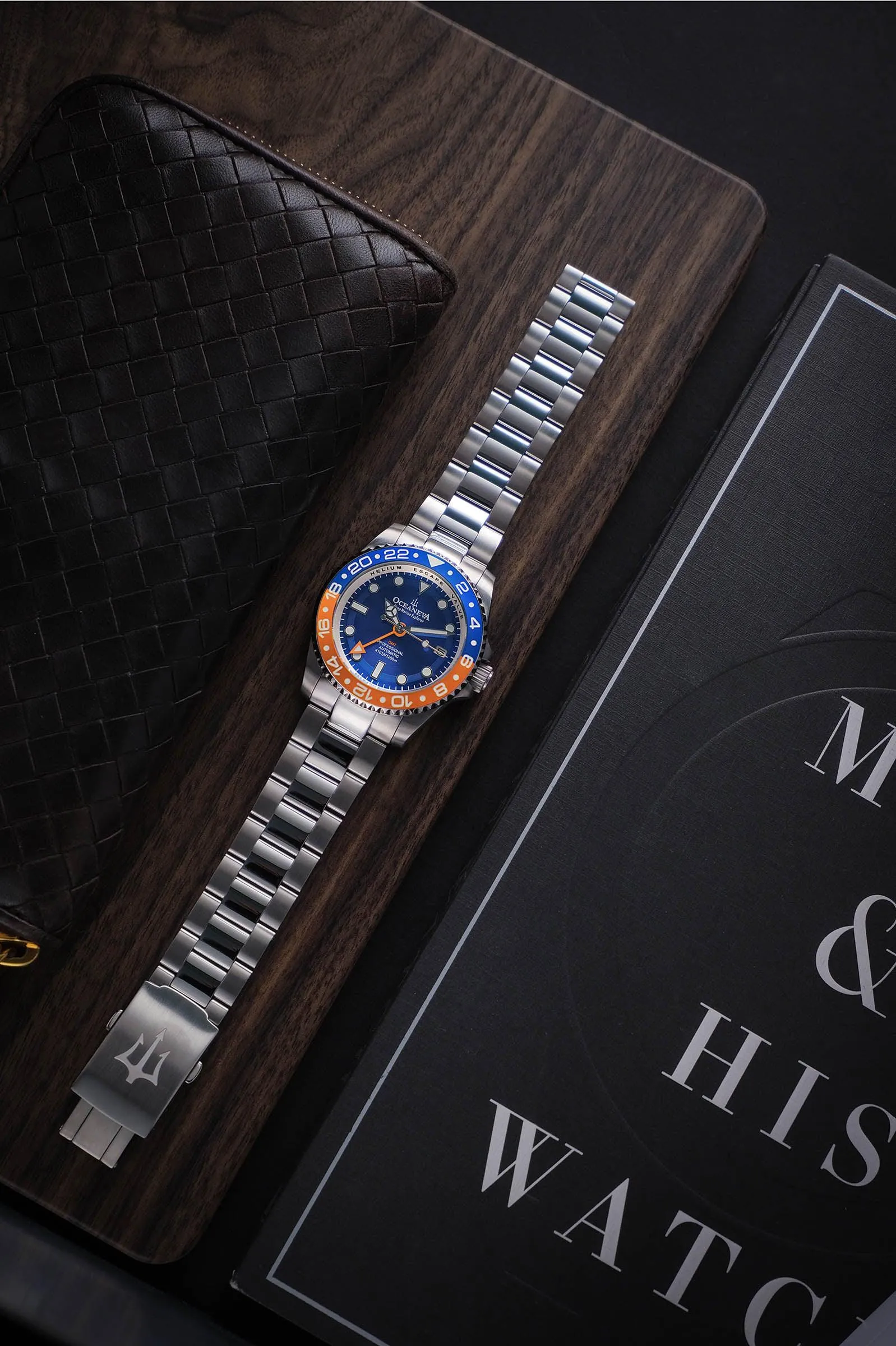 Oceaneva Men's Automatic GMT Watch 1250m Blue Dial Watch
