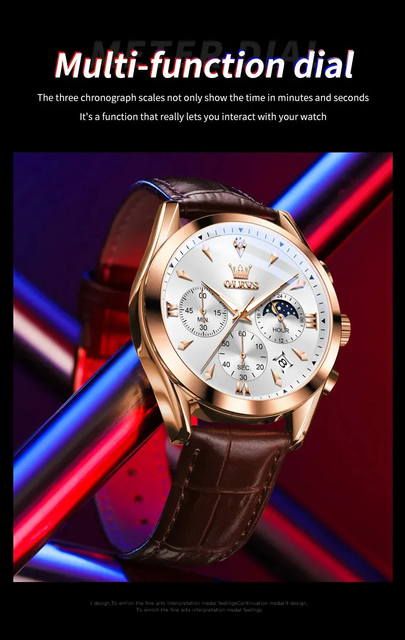 OLEVS 3609 Men's Watch High Quality Multi functional Waterproof Luminescent Quartz Watch Luxury Brand Men's Watch Montre Homme