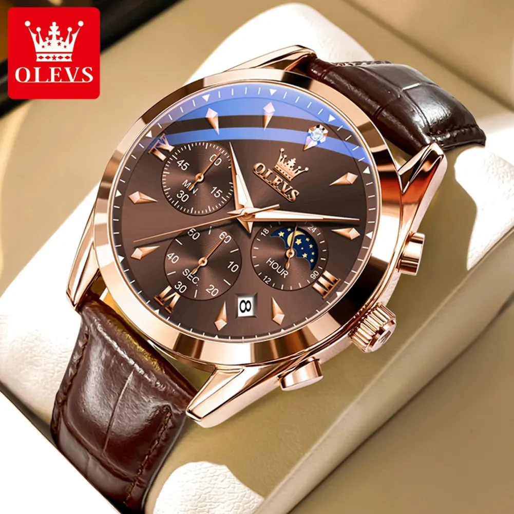 OLEVS 3609 Men's Watch High Quality Multi functional Waterproof Luminescent Quartz Watch Luxury Brand Men's Watch Montre Homme