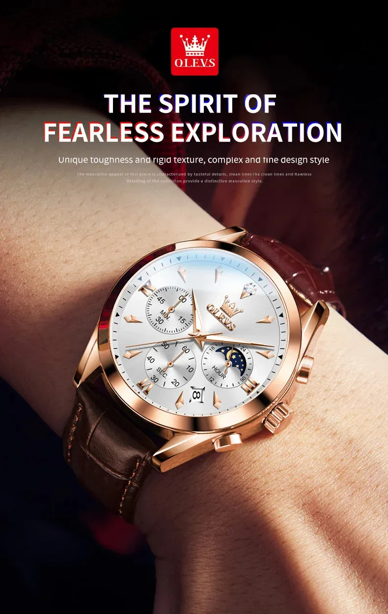 OLEVS 3609 Men's Watch High Quality Multi functional Waterproof Luminescent Quartz Watch Luxury Brand Men's Watch Montre Homme