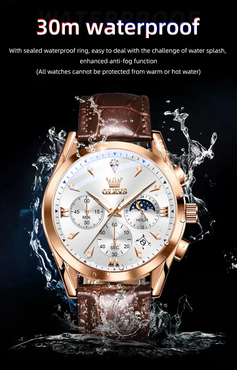 OLEVS 3609 Men's Watch High Quality Multi functional Waterproof Luminescent Quartz Watch Luxury Brand Men's Watch Montre Homme