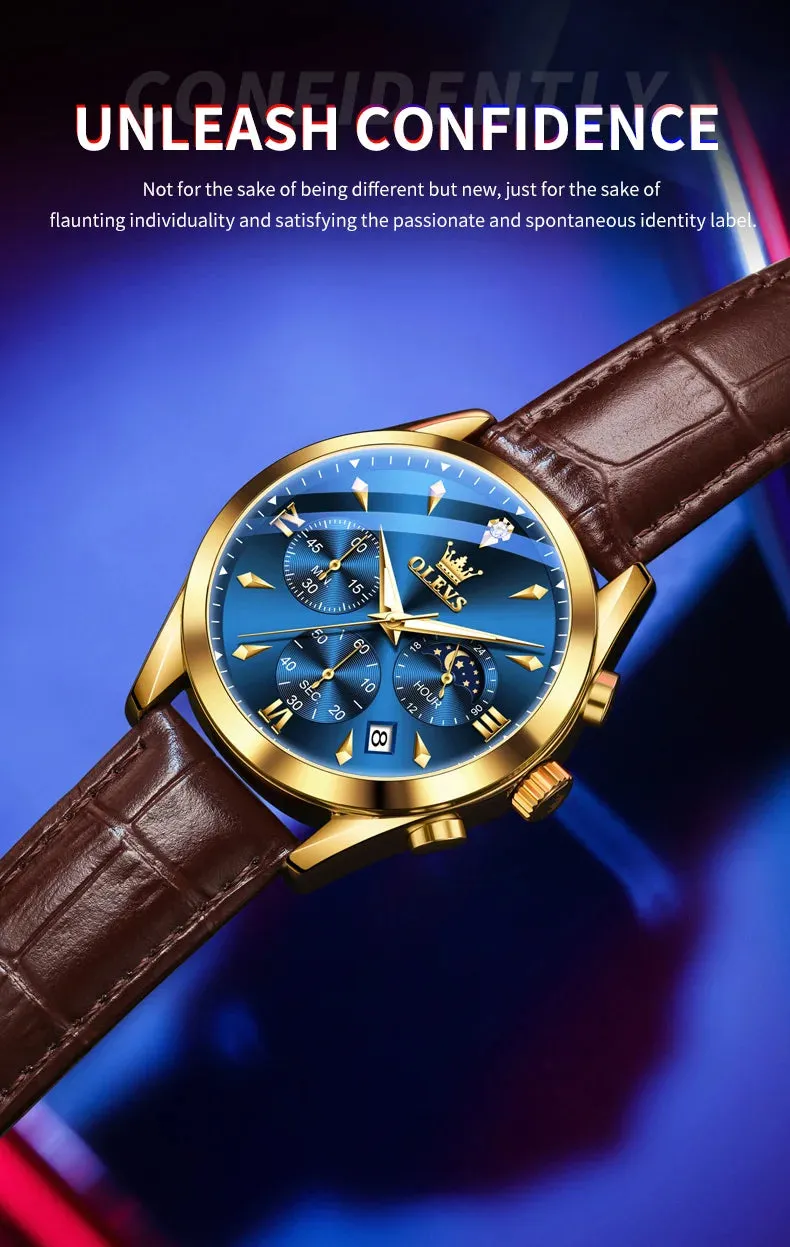 OLEVS 3609 Men's Watch High Quality Multi functional Waterproof Luminescent Quartz Watch Luxury Brand Men's Watch Montre Homme