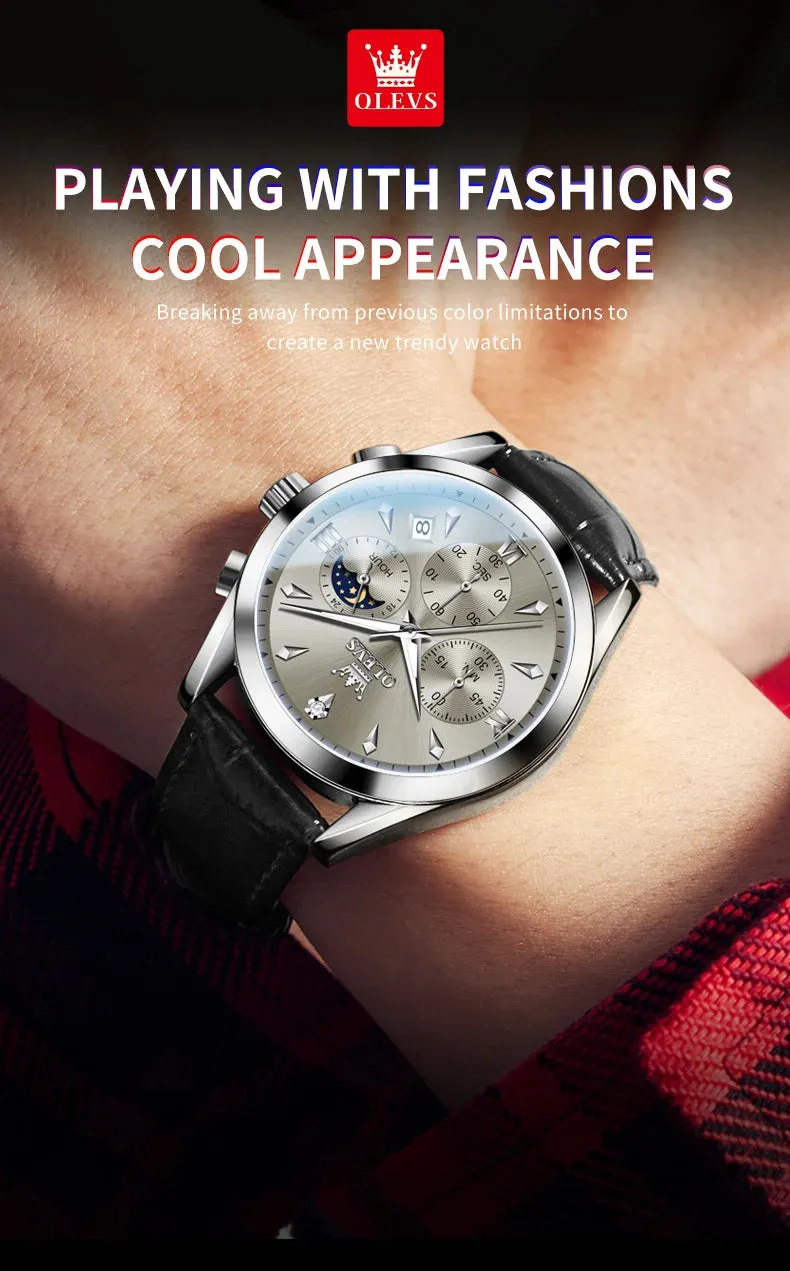 OLEVS 3609 Men's Watch High Quality Multi functional Waterproof Luminescent Quartz Watch Luxury Brand Men's Watch Montre Homme