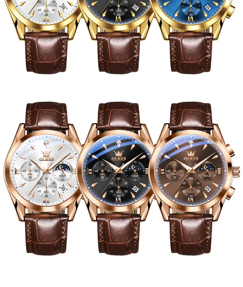 OLEVS 3609 Men's Watch High Quality Multi functional Waterproof Luminescent Quartz Watch Luxury Brand Men's Watch Montre Homme