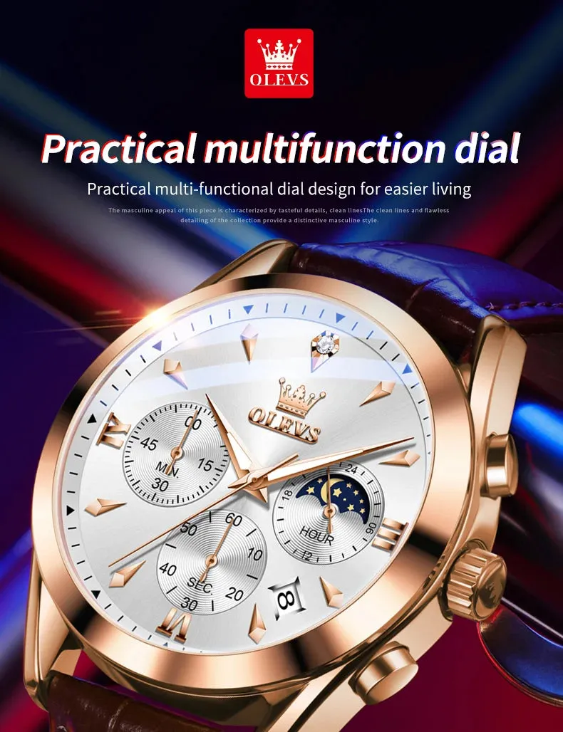OLEVS 3609 Men's Watch High Quality Multi functional Waterproof Luminescent Quartz Watch Luxury Brand Men's Watch Montre Homme