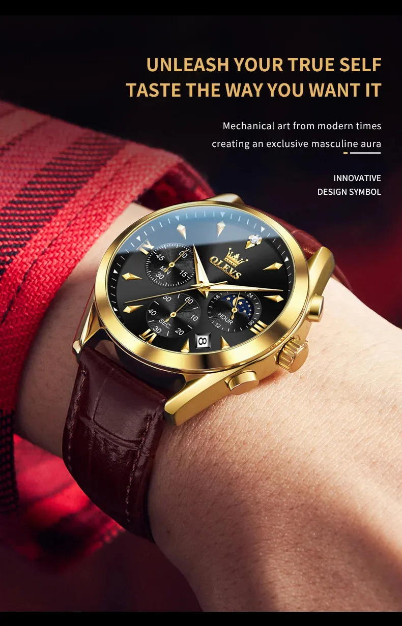 OLEVS 3609 Men's Watch High Quality Multi functional Waterproof Luminescent Quartz Watch Luxury Brand Men's Watch Montre Homme