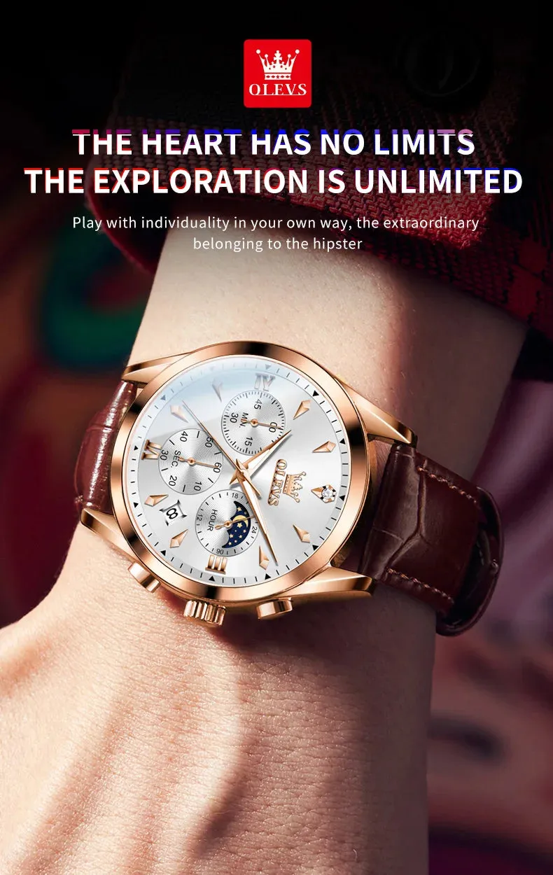 OLEVS 3609 Men's Watch High Quality Multi functional Waterproof Luminescent Quartz Watch Luxury Brand Men's Watch Montre Homme