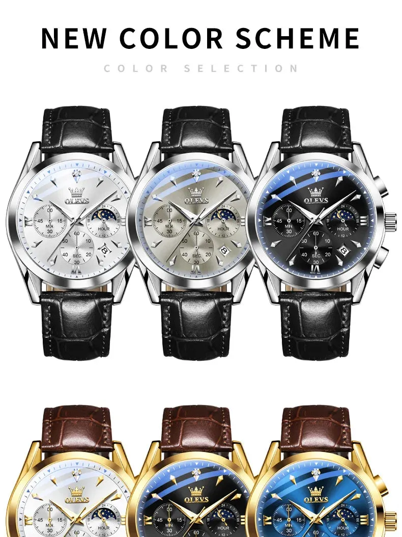 OLEVS 3609 Men's Watch High Quality Multi functional Waterproof Luminescent Quartz Watch Luxury Brand Men's Watch Montre Homme