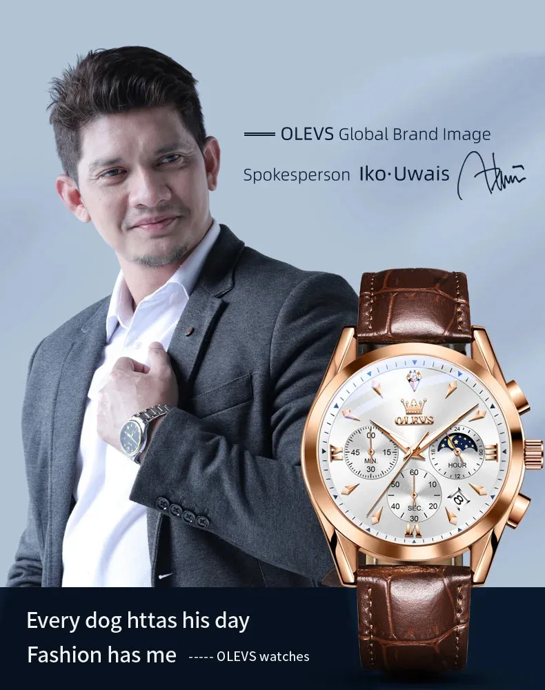 OLEVS 3609 Men's Watch High Quality Multi functional Waterproof Luminescent Quartz Watch Luxury Brand Men's Watch Montre Homme