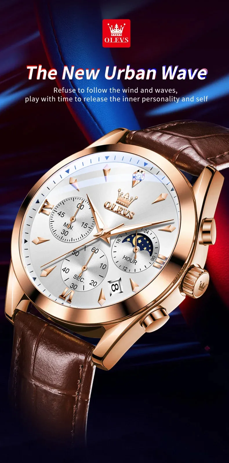 OLEVS 3609 Men's Watch High Quality Multi functional Waterproof Luminescent Quartz Watch Luxury Brand Men's Watch Montre Homme