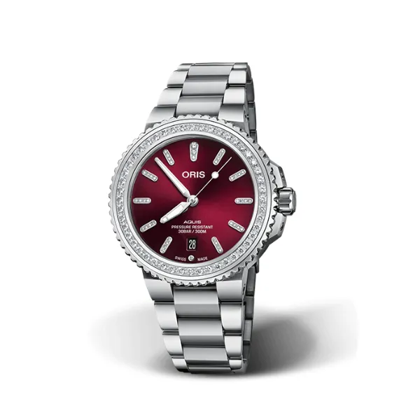 Oris Aquis Date Diamonds - Red Dial