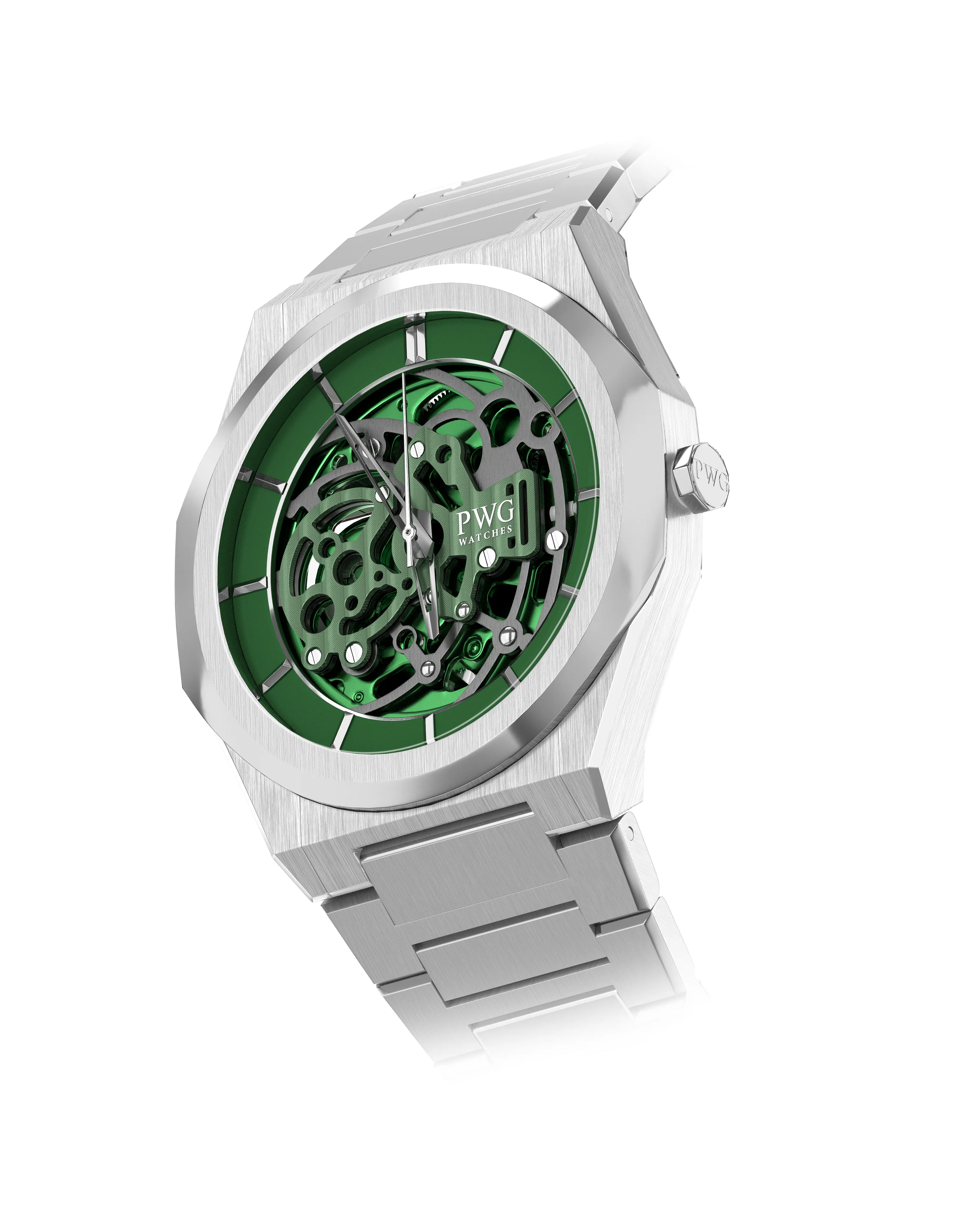 PWG Skeleton Stainless Steel Green 42 MM Automatic Men