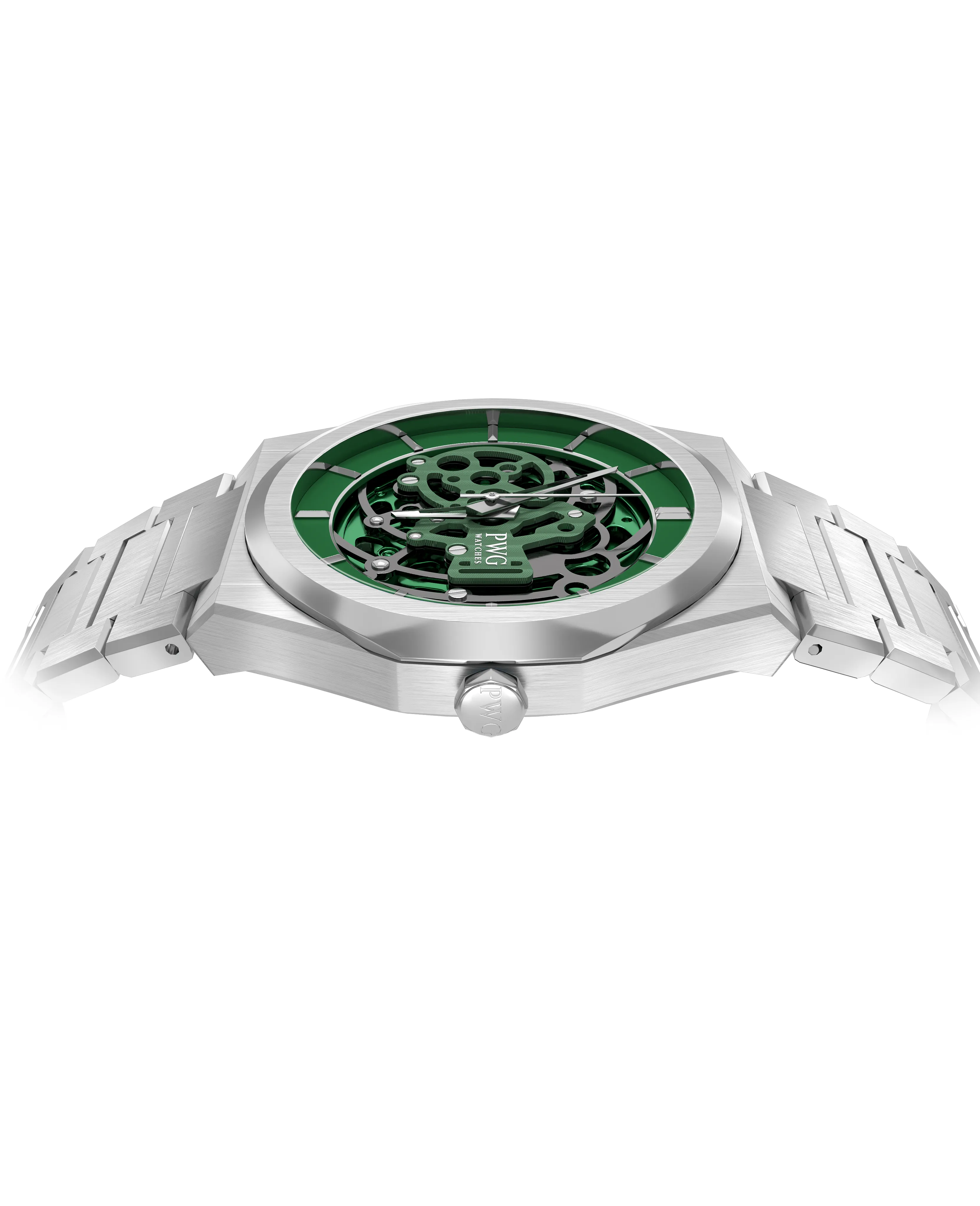 PWG Skeleton Stainless Steel Green 42 MM Automatic Men