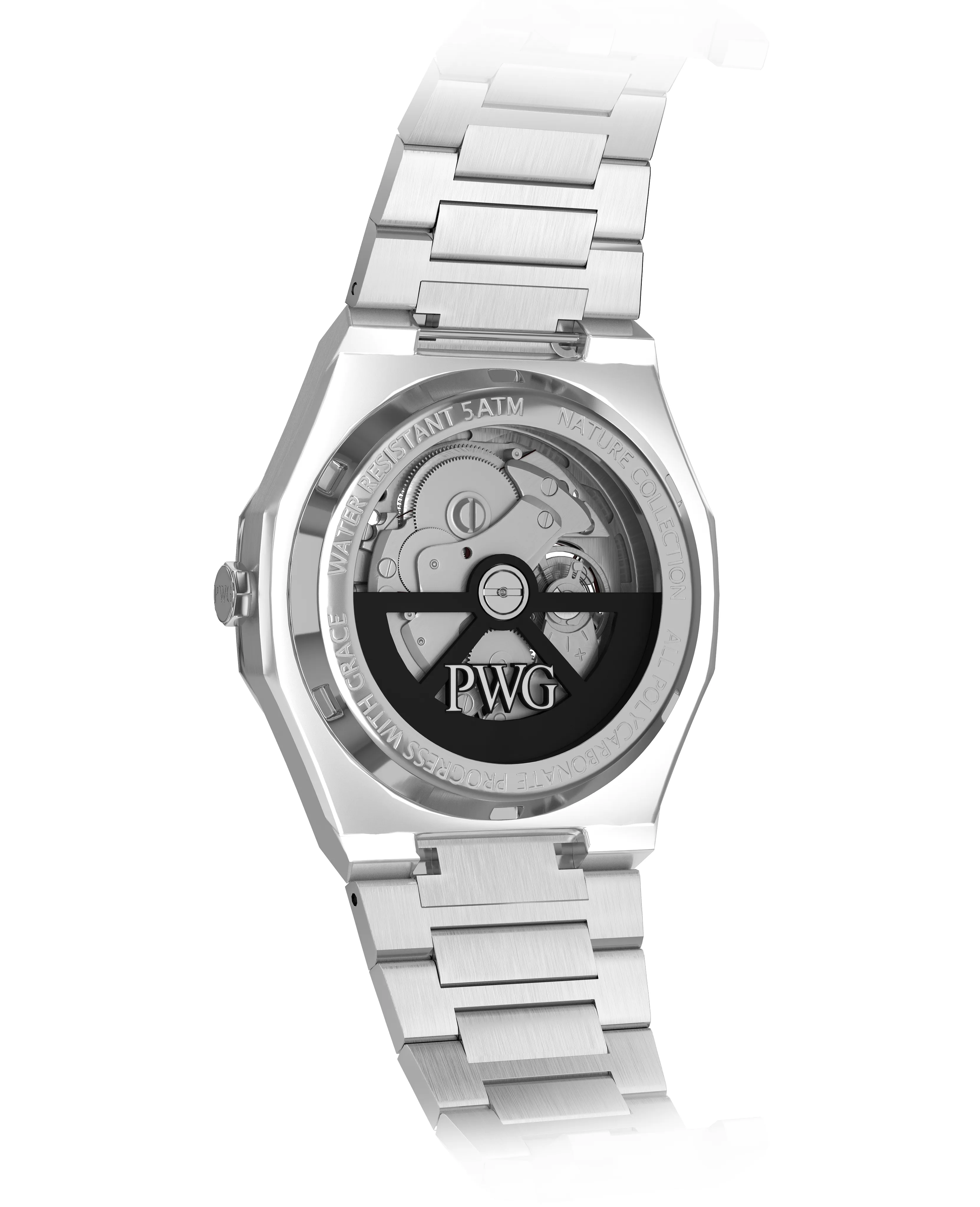 PWG Skeleton Stainless Steel Silver 42 MM Automatic Men