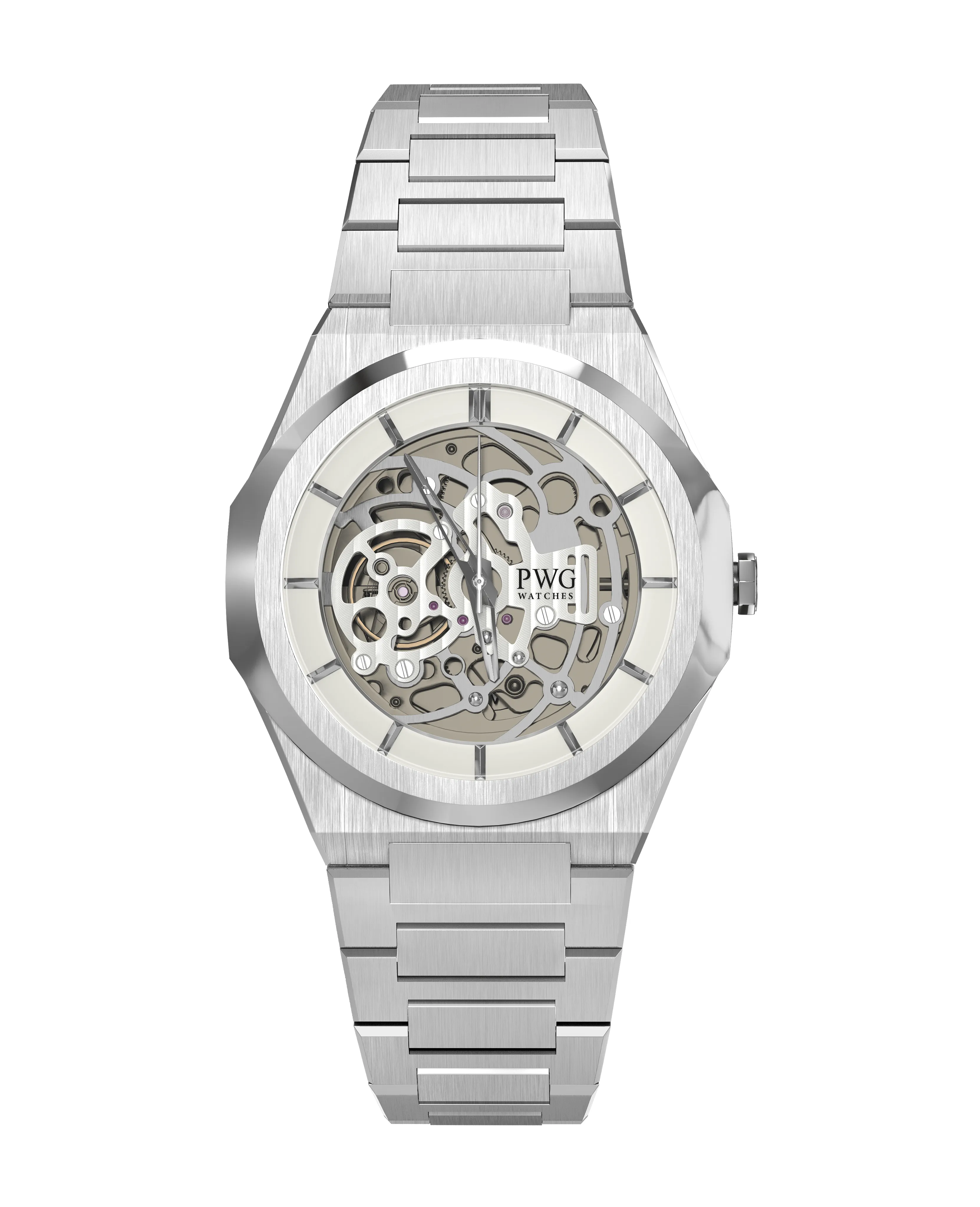PWG Skeleton Stainless Steel Silver 42 MM Automatic Men
