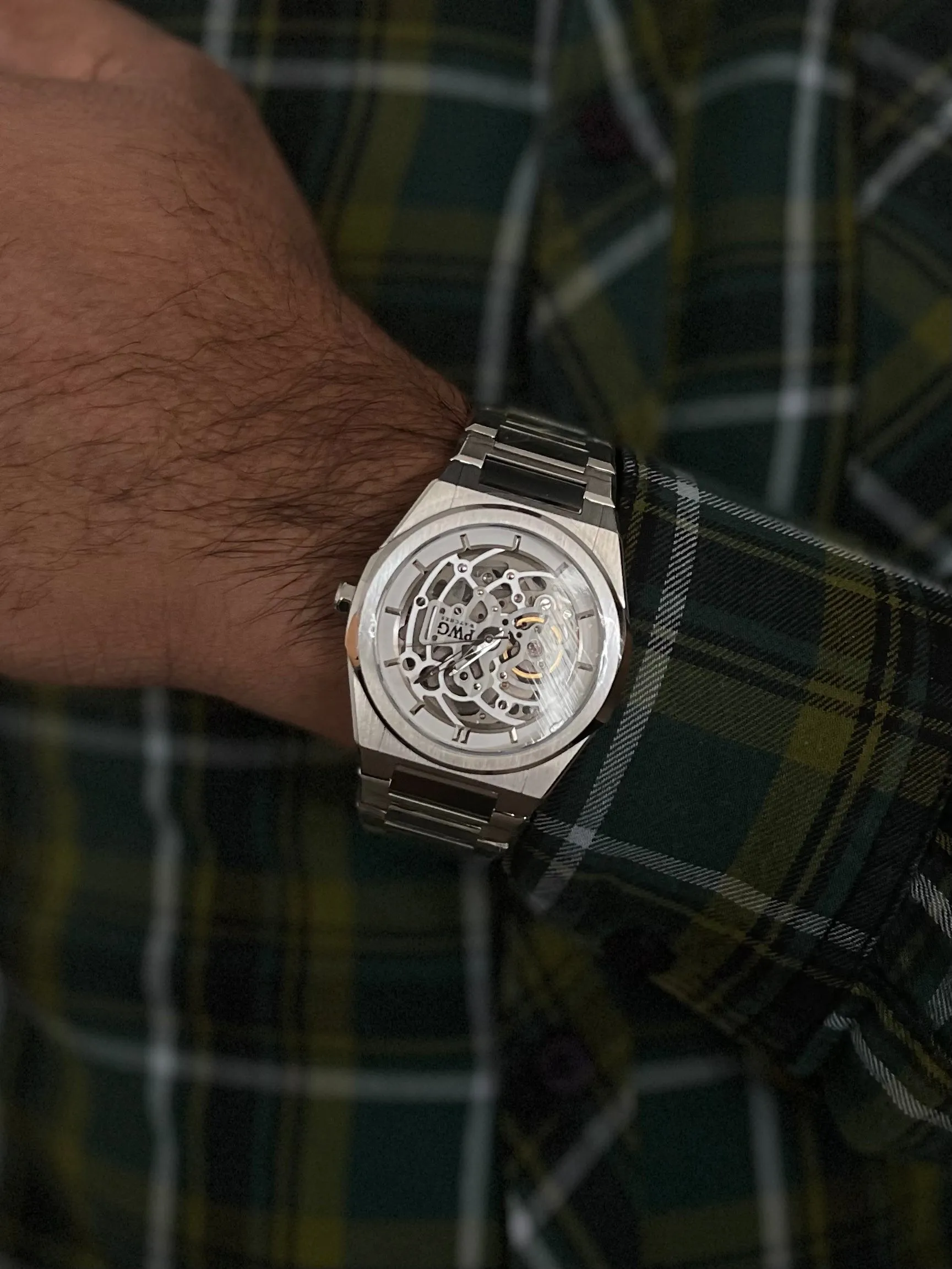 PWG Skeleton Stainless Steel Silver 42 MM Automatic Men