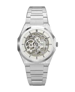 PWG Skeleton Stainless Steel Silver 42 MM Automatic Men