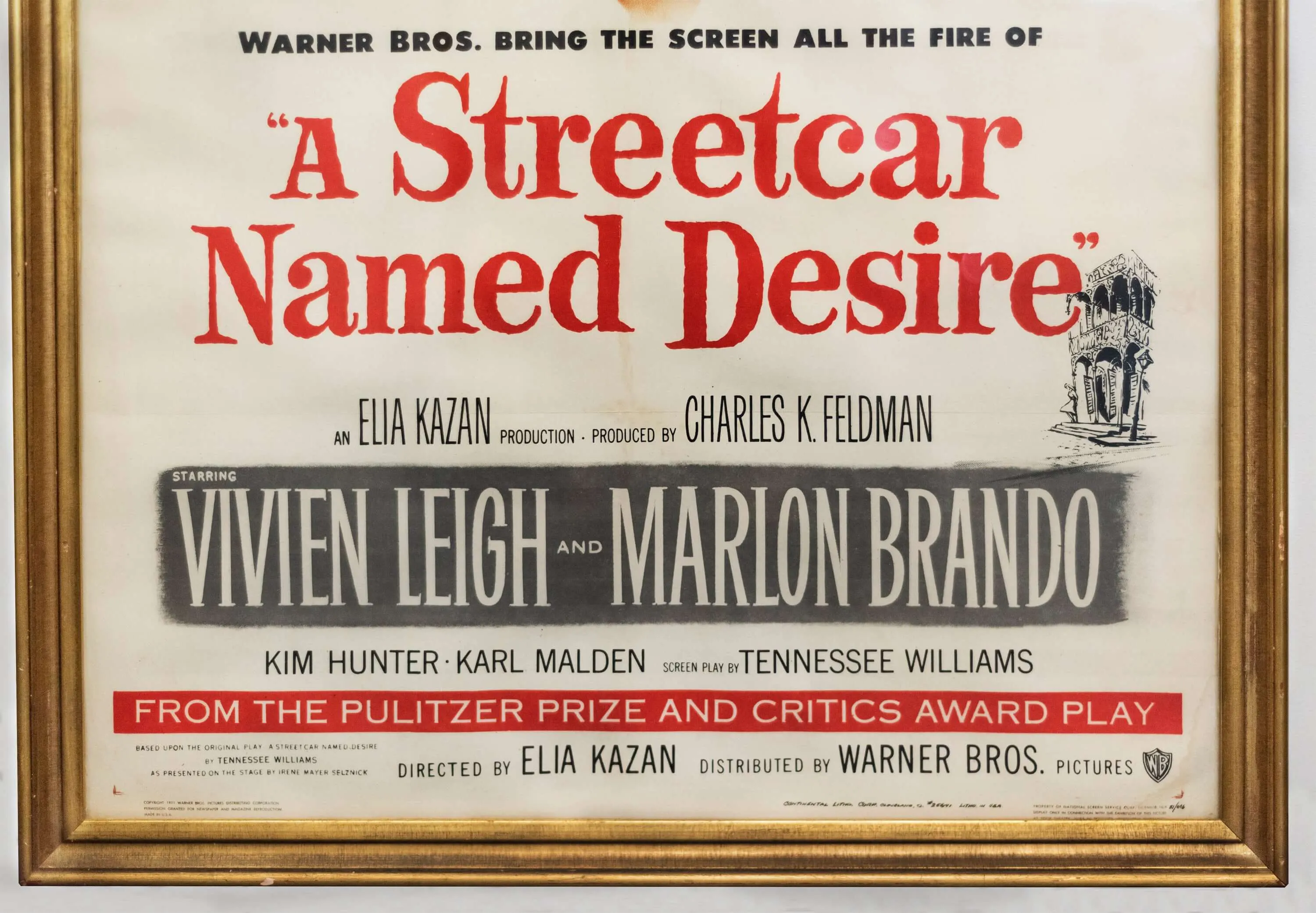 "A Streetcar Named Desire" Original 1951 Poster, 27''x 41'' Framed - $10K APR w/ CoA!  