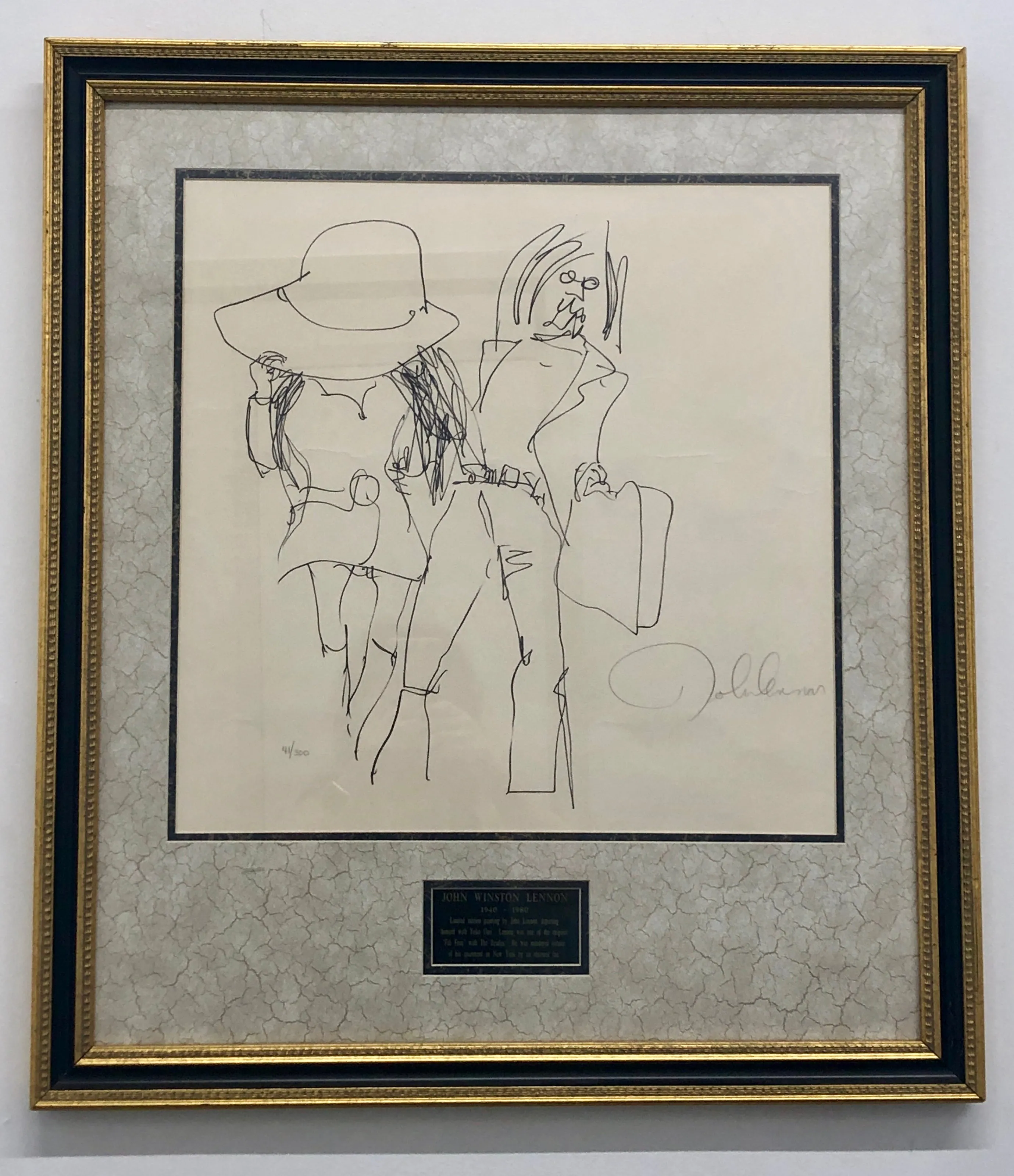 "John Lennon with Yoko Ono"  #41/300 Signed Lithograph, C. 1970 - $30K APR w/CoA