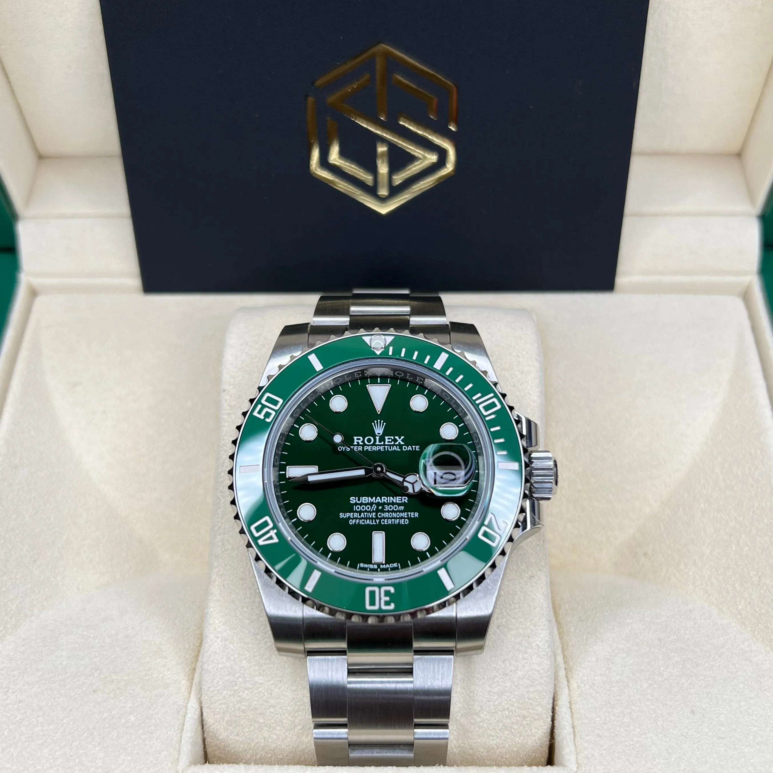Rolex 116610LV Full Stickers Submariner Date "Hulk" 2017 UK Full Set Watch