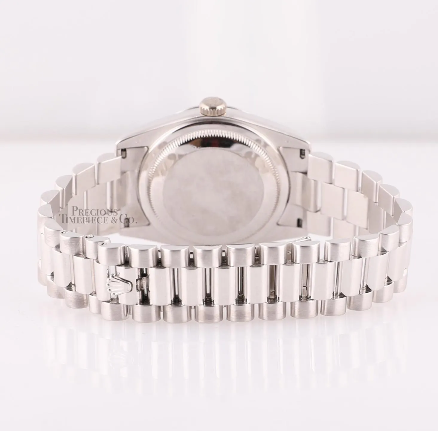 Rolex Day-Date 36mm Presidential 118209 18k White Gold-Silver Roman-Box & Paper