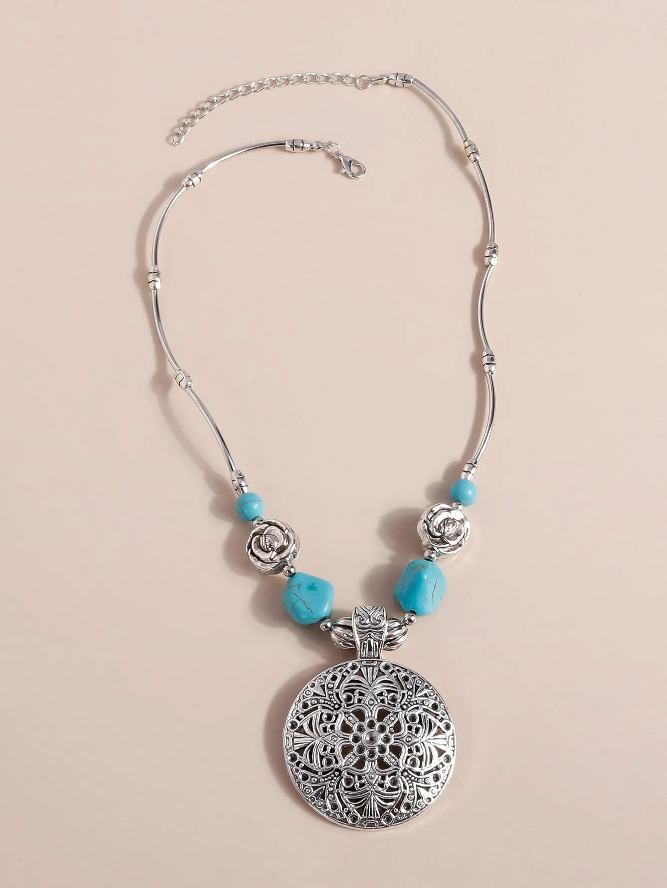 Round Charm Leaf Pattern Necklace for Women Jewelry for Women Gift for Her