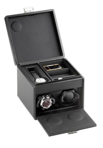 Scatola Black Leather Two Rotor Winder & Storage Box | ON SALE $3150