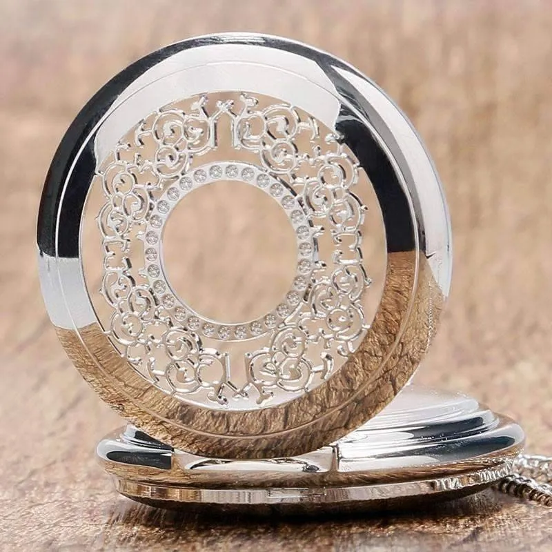 Silver Scroll Detail Classic Pocket Watch For Man or Woman