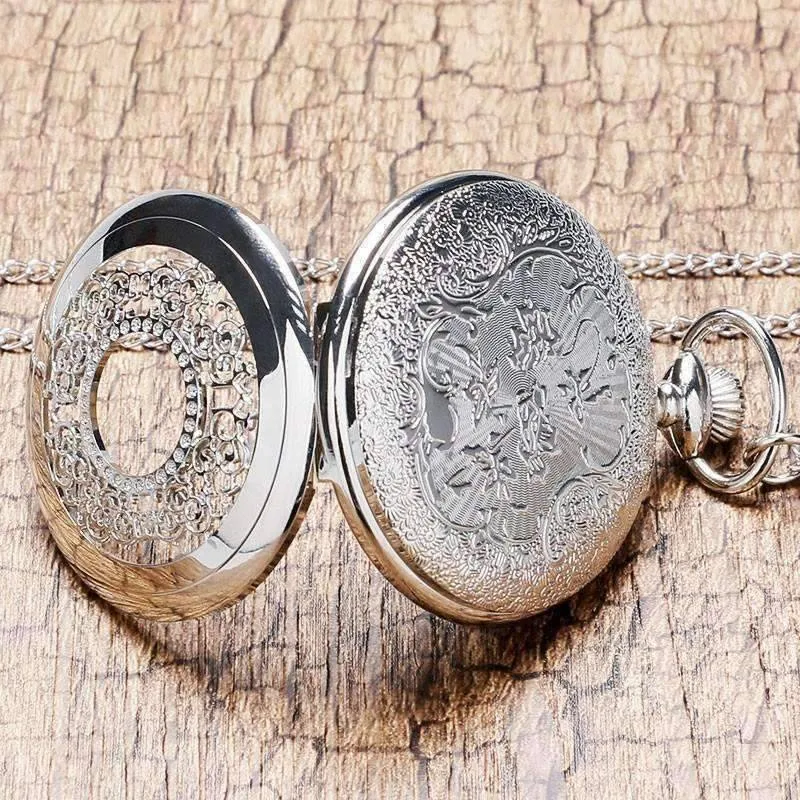 Silver Scroll Detail Classic Pocket Watch For Man or Woman
