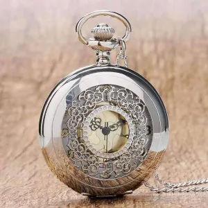 Silver Scroll Detail Classic Pocket Watch For Man or Woman