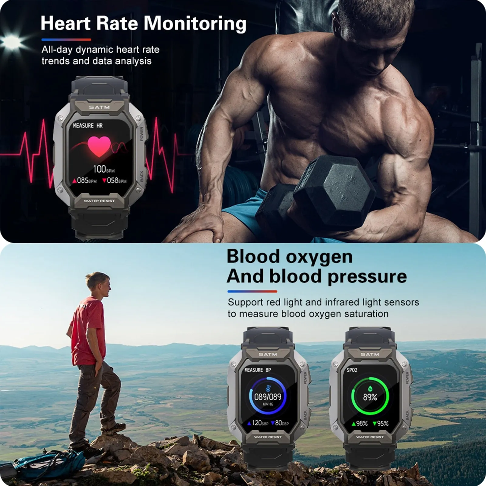 SKMEI 380mAh Swimming Smartwatch 1.71 inch IP68 Waterproof Heart Rate Monitor Pedometer Sports Smart Watch Men for android ios
