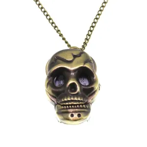 Skull Antique Bronze Coloured Pocket/Necklace Watch