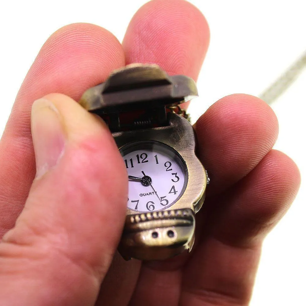 Skull Antique Bronze Coloured Pocket/Necklace Watch