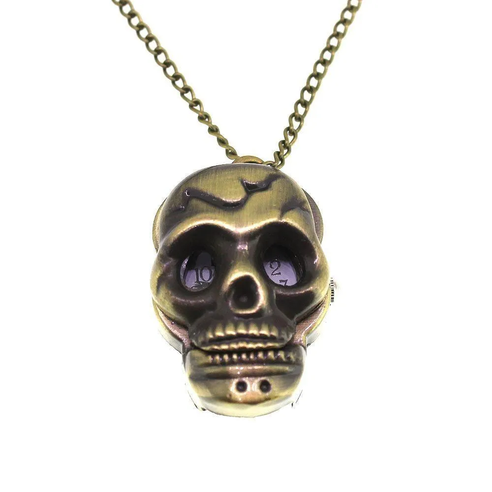 Skull Antique Bronze Coloured Pocket/Necklace Watch